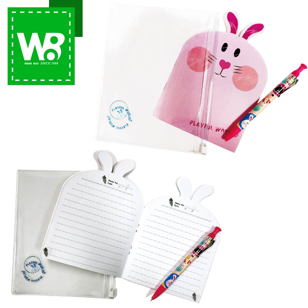 oily ball pen and notebook stationery set with cute animals design 