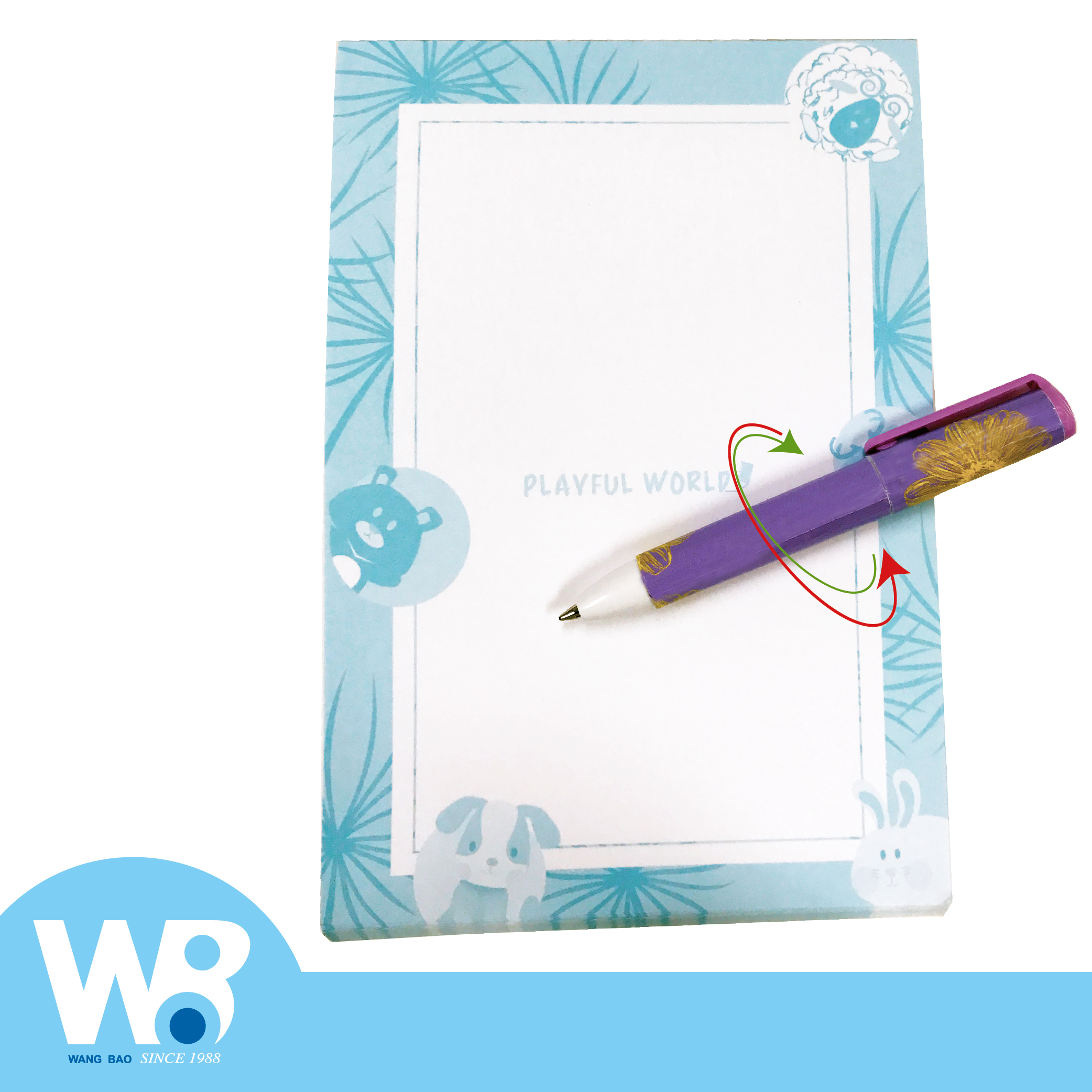 Mini ball pen and notepad set with cute dog design 
